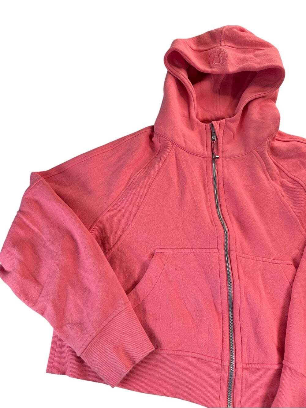 Lululemon Scuba Oversized Full Zip Hoodie M/L Pink Blossom Cropped Fleece - Picture 4 of 16